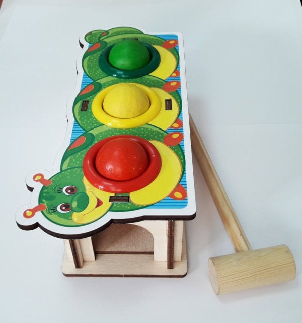 Деревянная игрушка.Стучалка цветная «Гусеница», 3 отверстия (Арт. 115201)