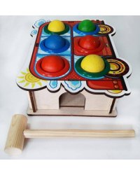 Деревянная игрушка.Стучалка цветная «Автобус», 6 отверстий (Арт. 115404)