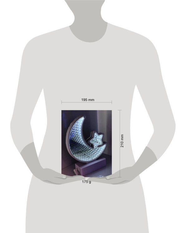 Зеркальный 3D светильник Луна и звезда, белый свет УД-9718