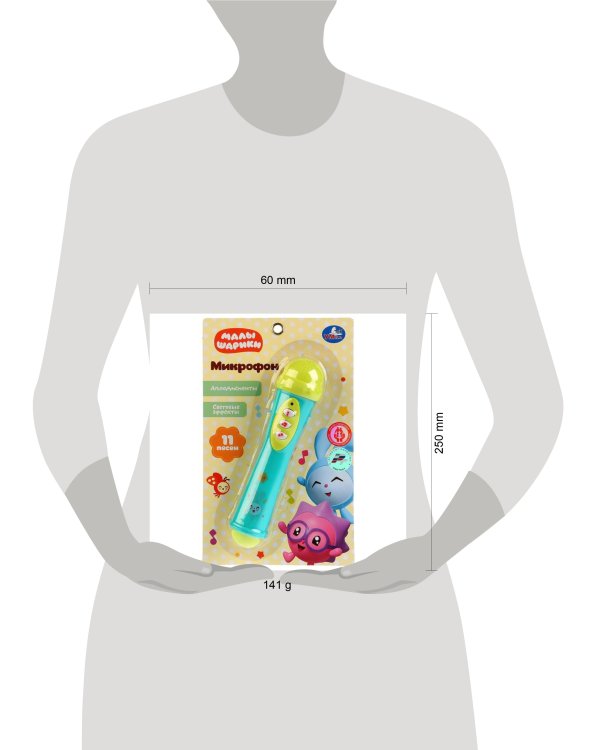 Микрофон. 11 песен из м/ф Малышарики. ТМ "УМКА" на бат. со светом на блистере (русс уп) в кор.2*72шт