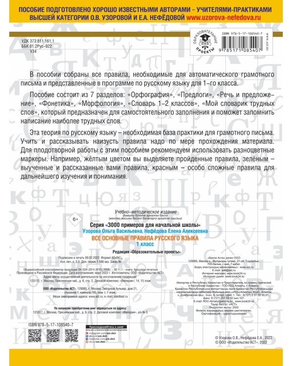 Все основные правила русского языка. 1 класс