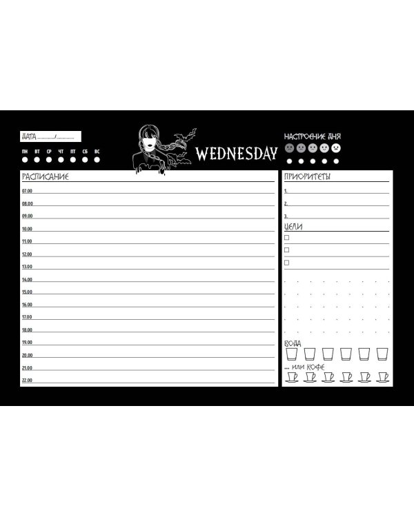 Планер настольный с отрывными листами. Уэнсдей (24х17 см, 48 л.)