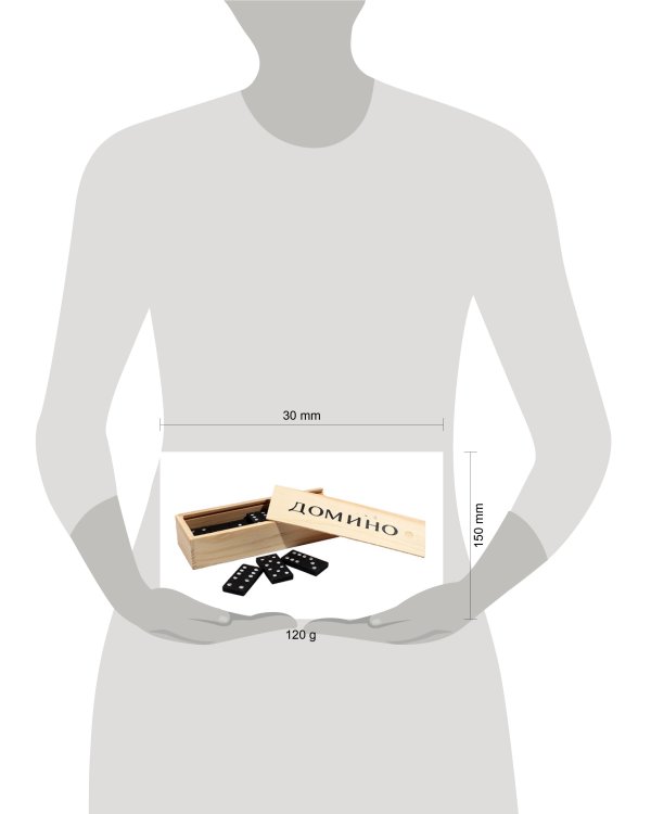 Домино пластиковое (14.7*5*3 см) в деревянной коробке (Арт.P00070)