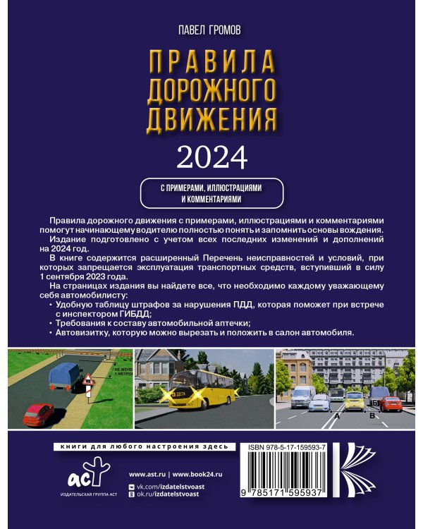 Правила дорожного движения с примерами, иллюстрациями и комментариями на 2024 год. Включая новый перечень неисправностей и условий, при которых запрещается эксплуатация транспортных средств