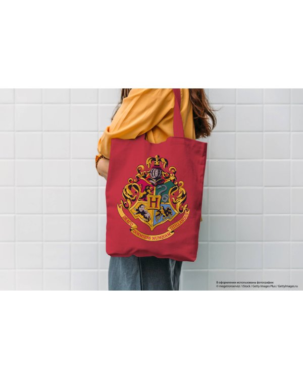 Сумка. Герб Хогвартса (красная, 38х43 см, длина ручек 58 см)