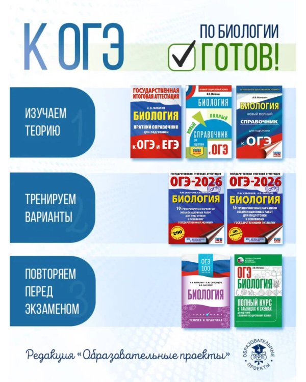 ОГЭ-2026. Биология. 10 тренировочных вариантов экзаменационных работ для подготовки к основному государственному экзамену