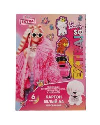 Картон БАРБИ белый, мелов, 6л, а4, барби экстра Умка в кор.30шт