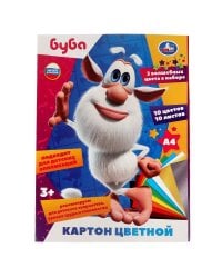 Картон БУБА цветной, немелов, 10л, 10цв, а4 Умка в кор.30шт