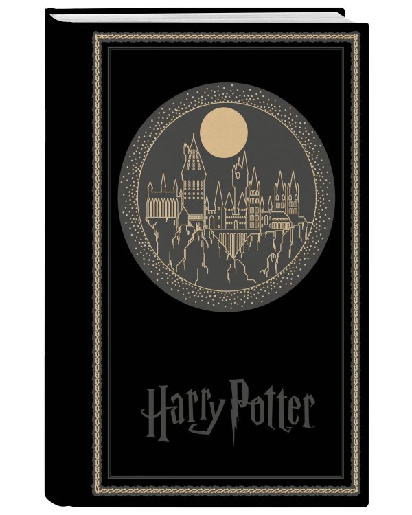 Блокнот. Гарри Поттер. Хогвартс (А5, 192 стр, цветной блок, обложка из черной кожи с золотым тиснением)