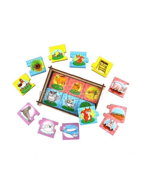 Пазл-набор «Мама, малыш, жилище» (тройной в дер коробке), 111301