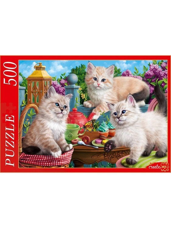 ПАЗЛЫ 500 элементов. Ф500-2182 ПУШИСТЫЕ КОТЯТА В САДУ