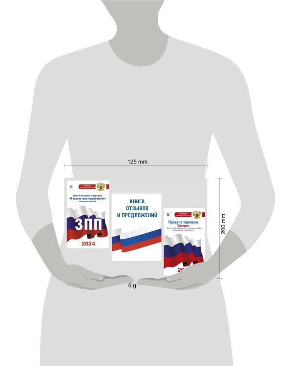 Комплект из 3-х книг для уголка потребителя: Книга отзывов и предложений, Закон РФ " О защите прав потребителей", Правила торговли с изменениями и дополнениями на 2024 год