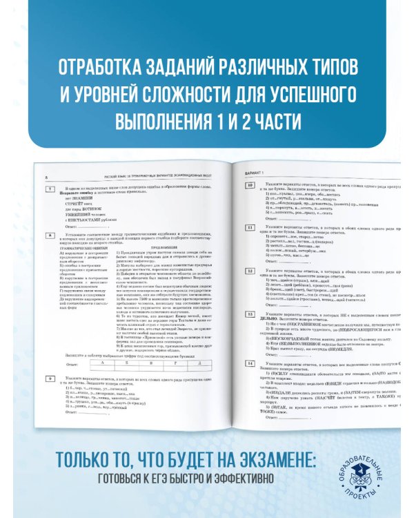 ЕГЭ-2026. Русский язык. 10 тренировочных вариантов экзаменационных работ для подготовки к ЕГЭ