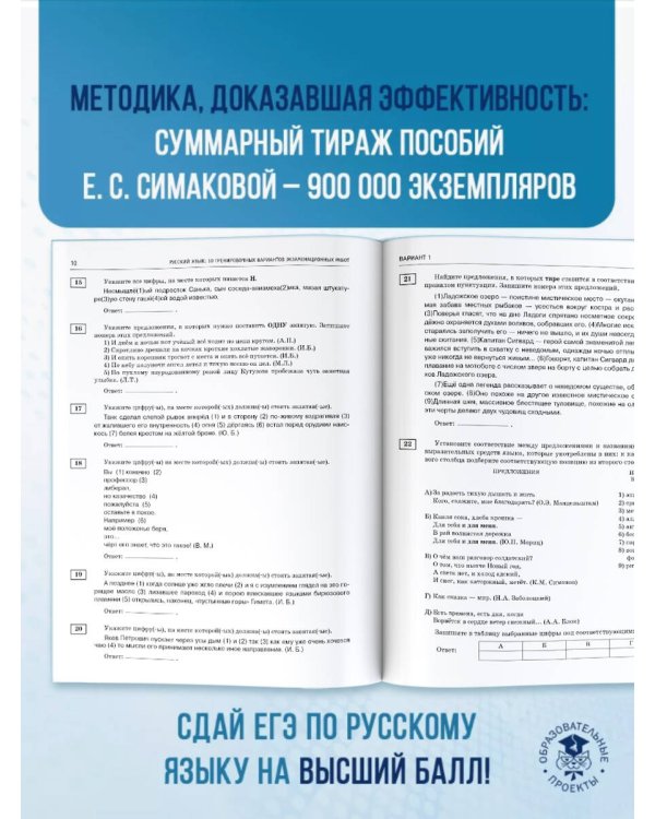 ЕГЭ-2026. Русский язык. 10 тренировочных вариантов экзаменационных работ для подготовки к ЕГЭ