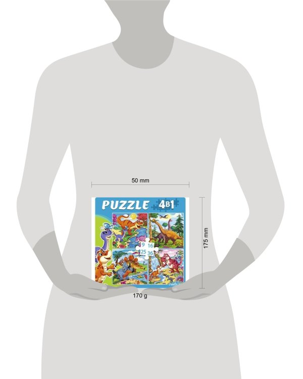 ПАЗЛЫ 4 в 1. ПРИКЛЮЧЕНИЯ ДИНОЗАВРОВ (9,16, 25, 36 эл.) (Арт. П-5811)