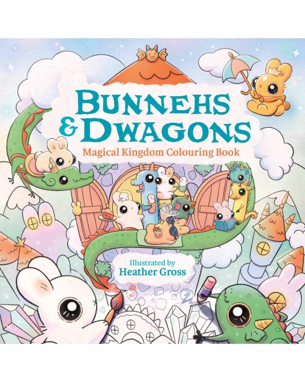 Bunnehs and dwagons Magical Kingdoms Cosy Colouring book Кролики и фургоны Магические королевства уютная раскраска /Книги на английском языке