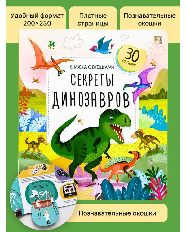 Книжка с окошками. Секреты динозавров