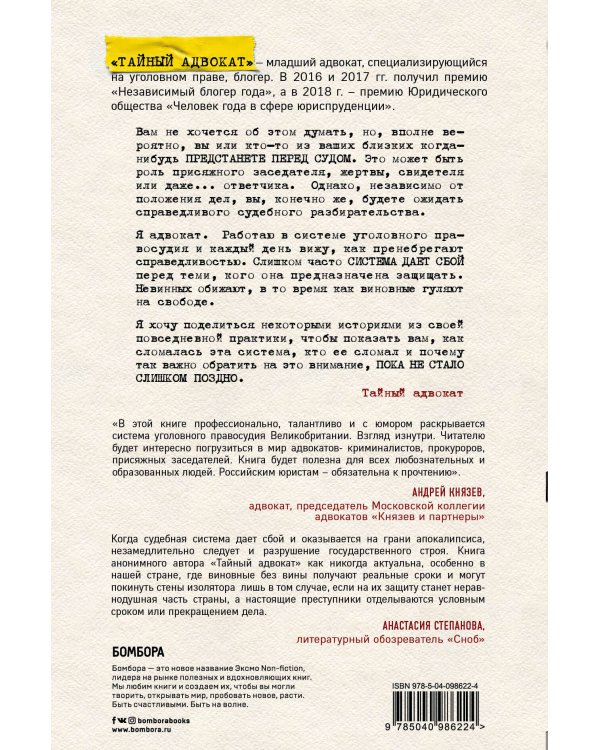 Тайный адвокат. Ложные приговоры, неожиданные оправдания и другие игры в справедливость