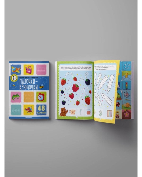 Рабочие тетради с наклейками. Палочки крючочки