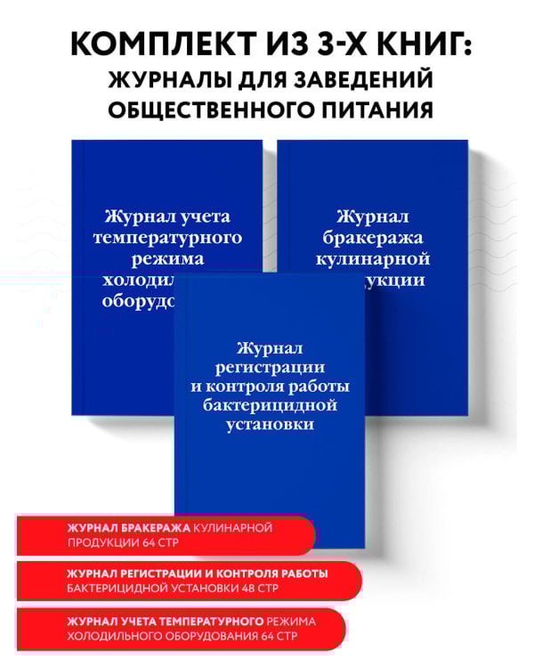 Комплект из 3-х книг: Журналы для заведений общественного питания (ИК)