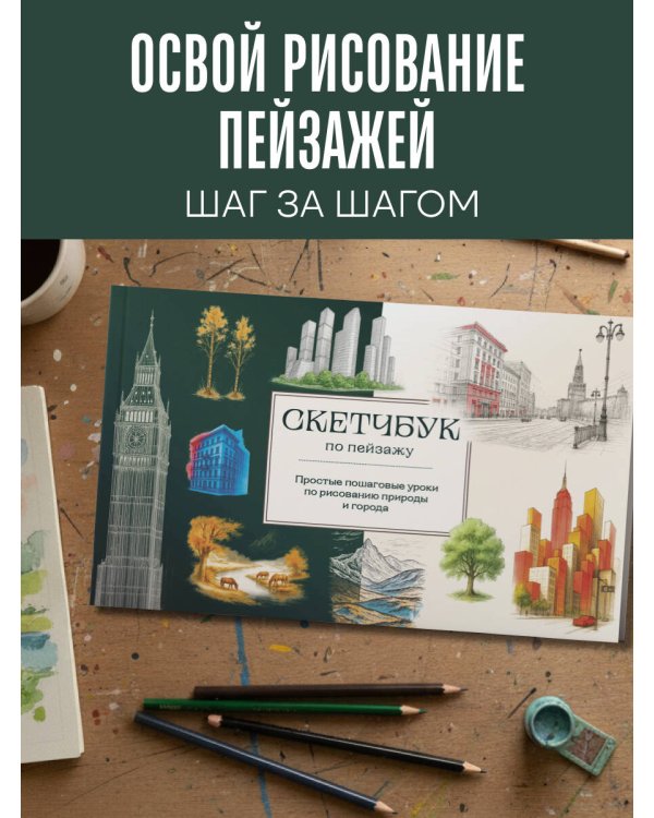 Скетчбук по пейзажу. Простые пошаговые уроки по рисованию природы и города