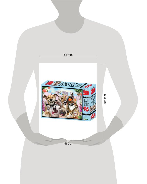Пазл Super 3D «Селфи домашних питомцев»,500 дет.6+Размер собран.пазла 61х46см.(арт.10062) игр.-голов
