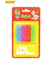 Свечи для торта с подставками. Озорные точки, 12шт.   С-0456