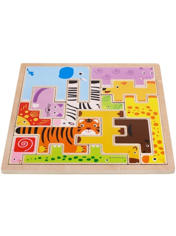 Головоломка "Веселые животные" 13 деталей (22.5*22.5*0.8 см) (в коробке) (Арт. ИД-8676)