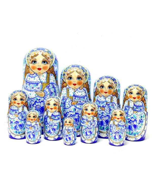 Матрешка С гжельским орнаментом 10м48см