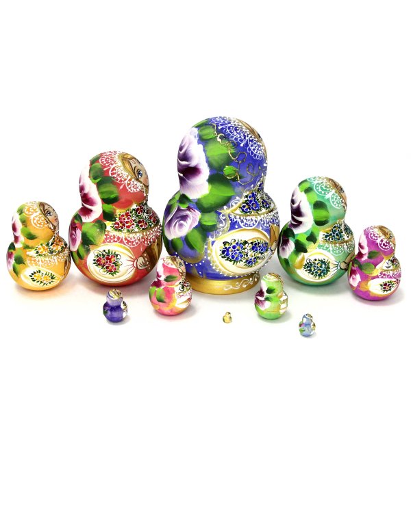 Матрешка Музыкальные инструменты (балалайка, синяя) 10 м 13 см