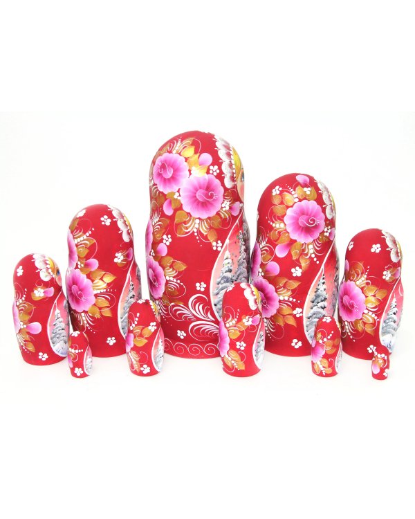 Матрешка Пейзаж (бордовая) 10м 25см