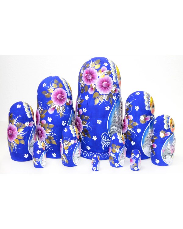 Матрешка Пейзаж (ультрамарин) 10м 25см
