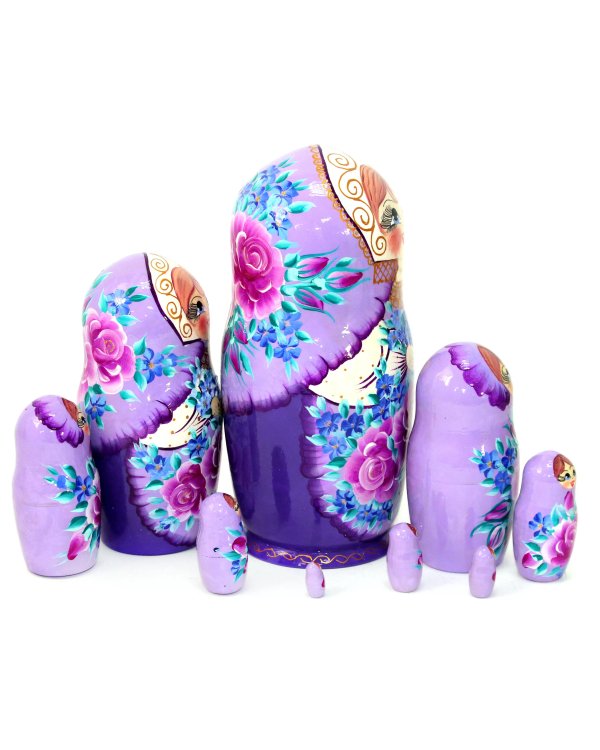 Матрешка Татьяна розы сиреневая 10м25