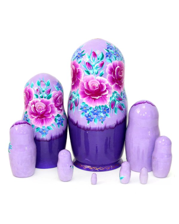 Матрешка Татьяна розы сиреневая 10м25