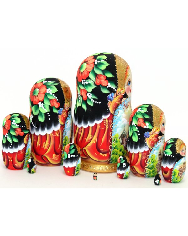 Матрешка Москва черная 10м25