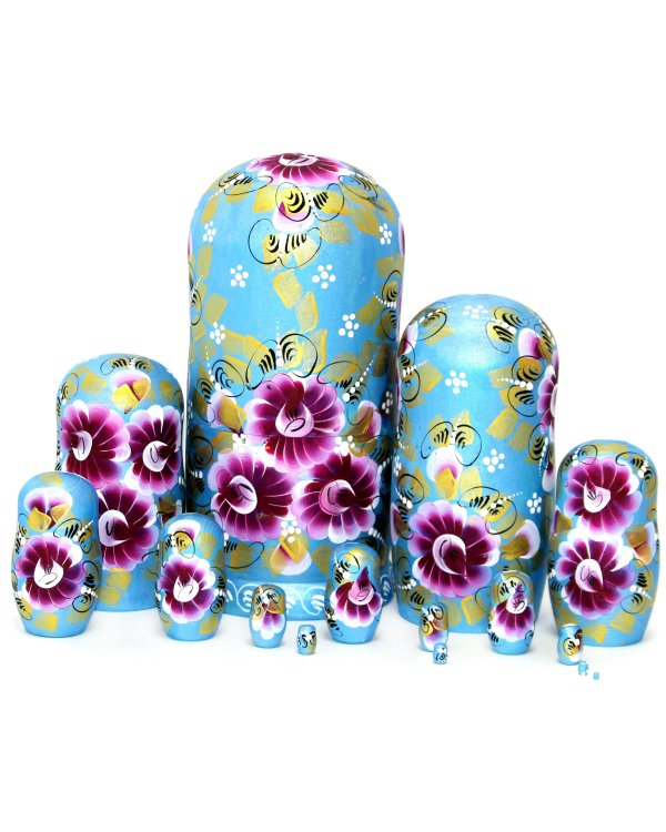 Матрешка Пейзаж голубая 15м33