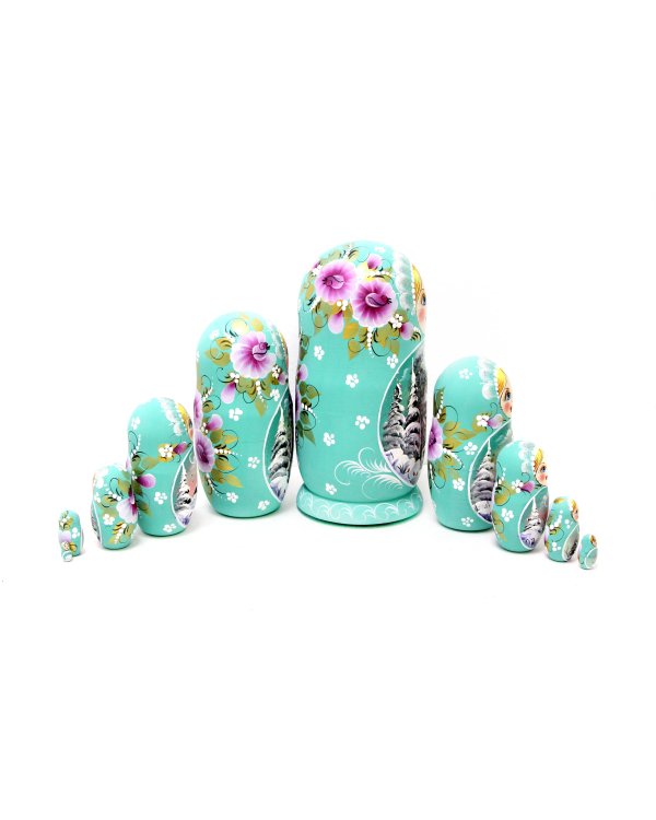 Матрешка Пейзаж (светло-бирюзовая) 10м 25см