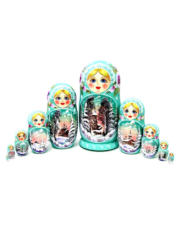 Матрешка Пейзаж (светло-бирюзовая) 10м 25см