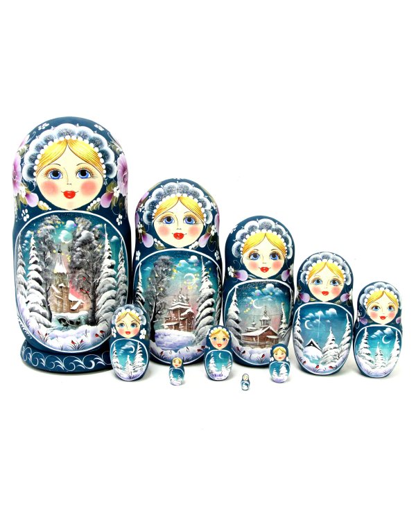 Матрешка Пейзаж (темно-бирюзовая) 10м 25см