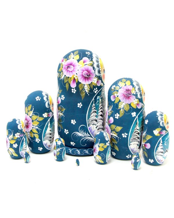 Матрешка Пейзаж (темно-бирюзовая) 10м 25см