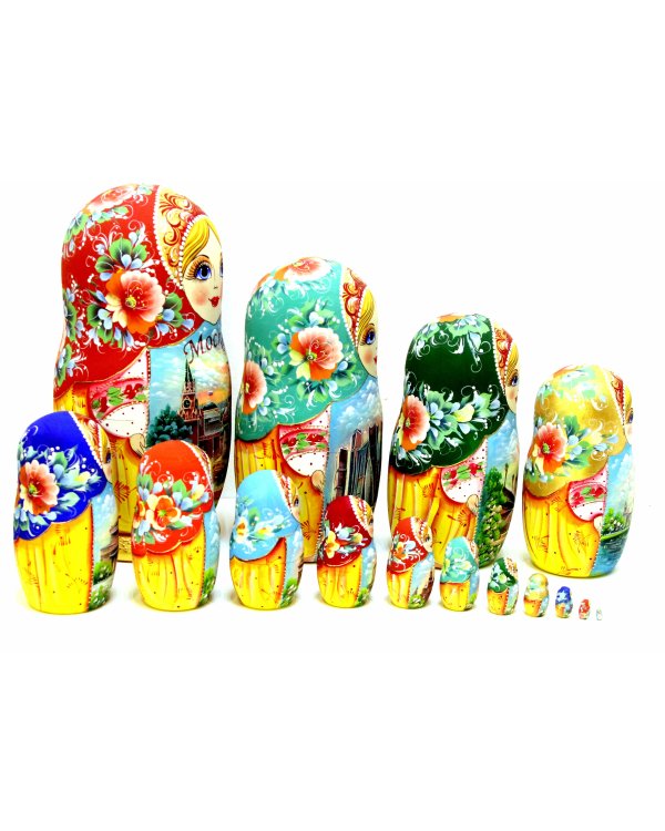 Матрешка Москва разноцветная 15м 33см