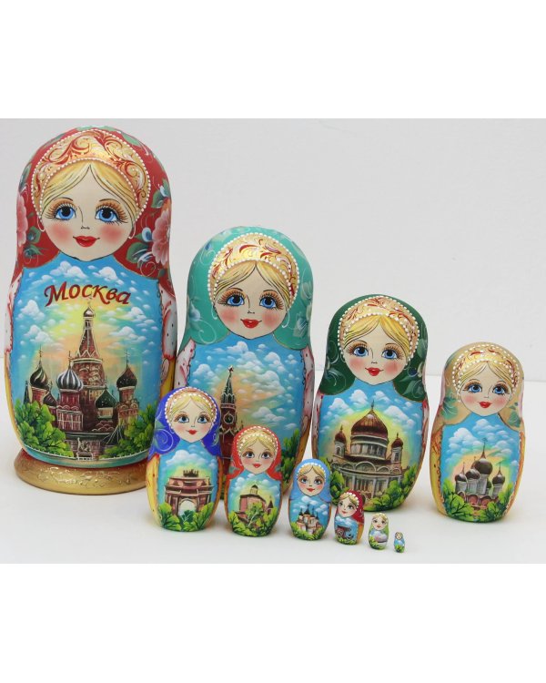 Матрешка Москва разноцветная 10м 25см