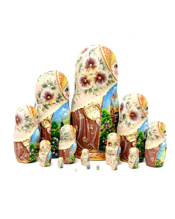 Матрешка Москва (бежевый платок) 15м33