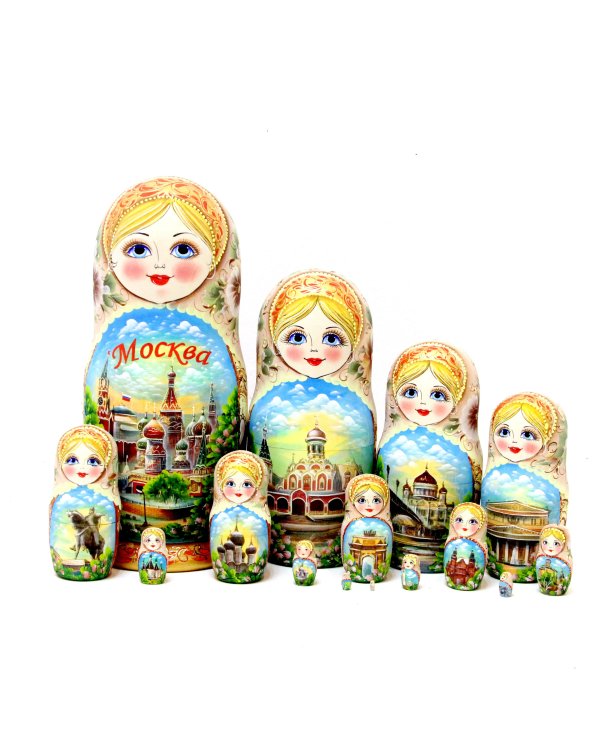 Матрешка Москва (бежевый платок) 15м33