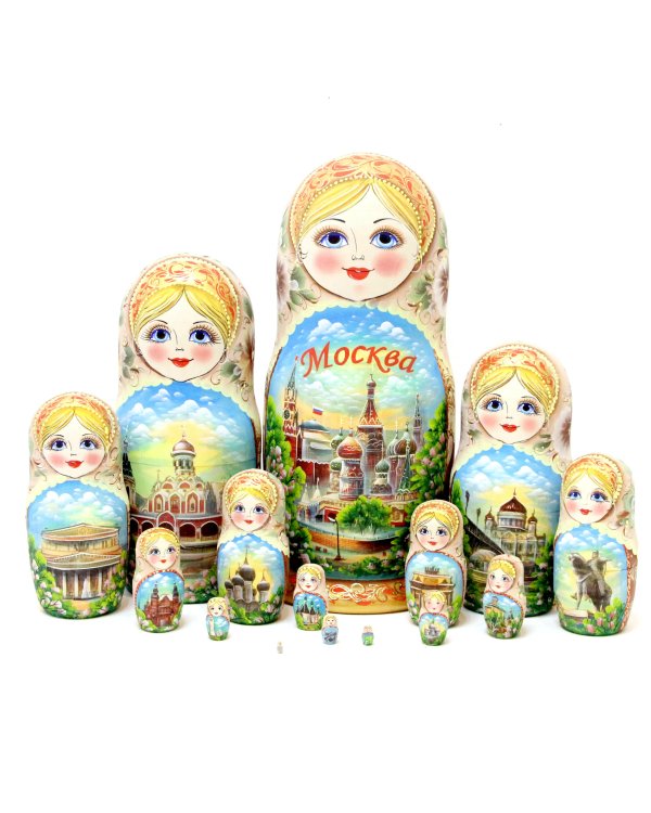 Матрешка Москва (бежевый платок) 15м33