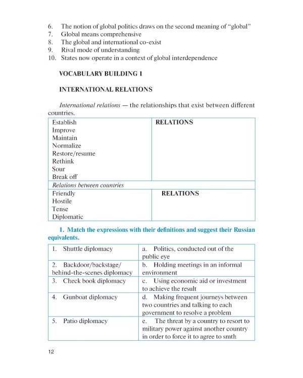 Английский как язык профессии: международные отношения: Учебник