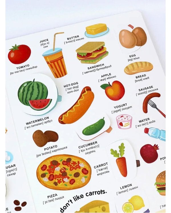 Английские слова: книжка с окошками