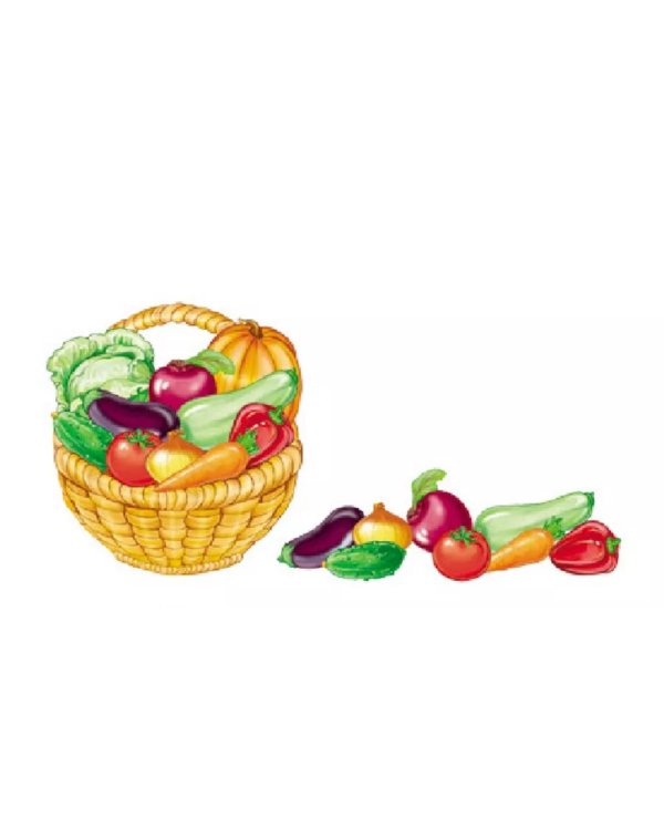 Комплект. Собери корзинку с овощами и фруктами. Дидактический набор (64 карточки)