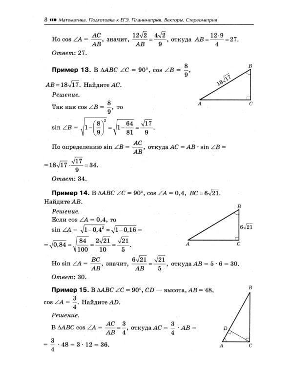 Математика. Подготовка к ЕГЭ. Планиметрия.Векторы. Стереометрия: разбор заданий: 10-11 кл: профильный уровень