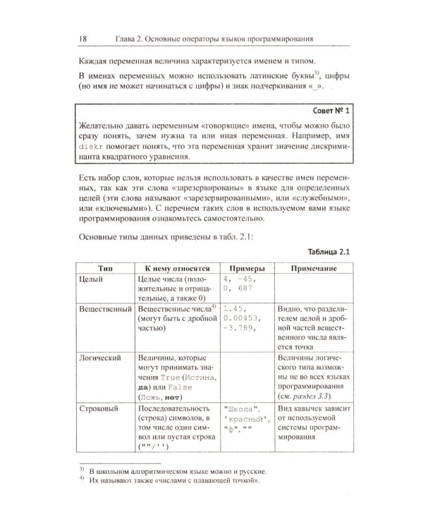 Программирование для начинающих: Особенности основных операторов языков программирования. Методы решения типовых задач. Типовые алгоритмы